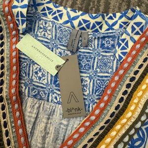 Anthropologie Blue and White Patterned Dress